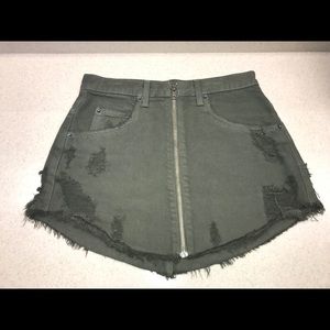 Army green mini skirt